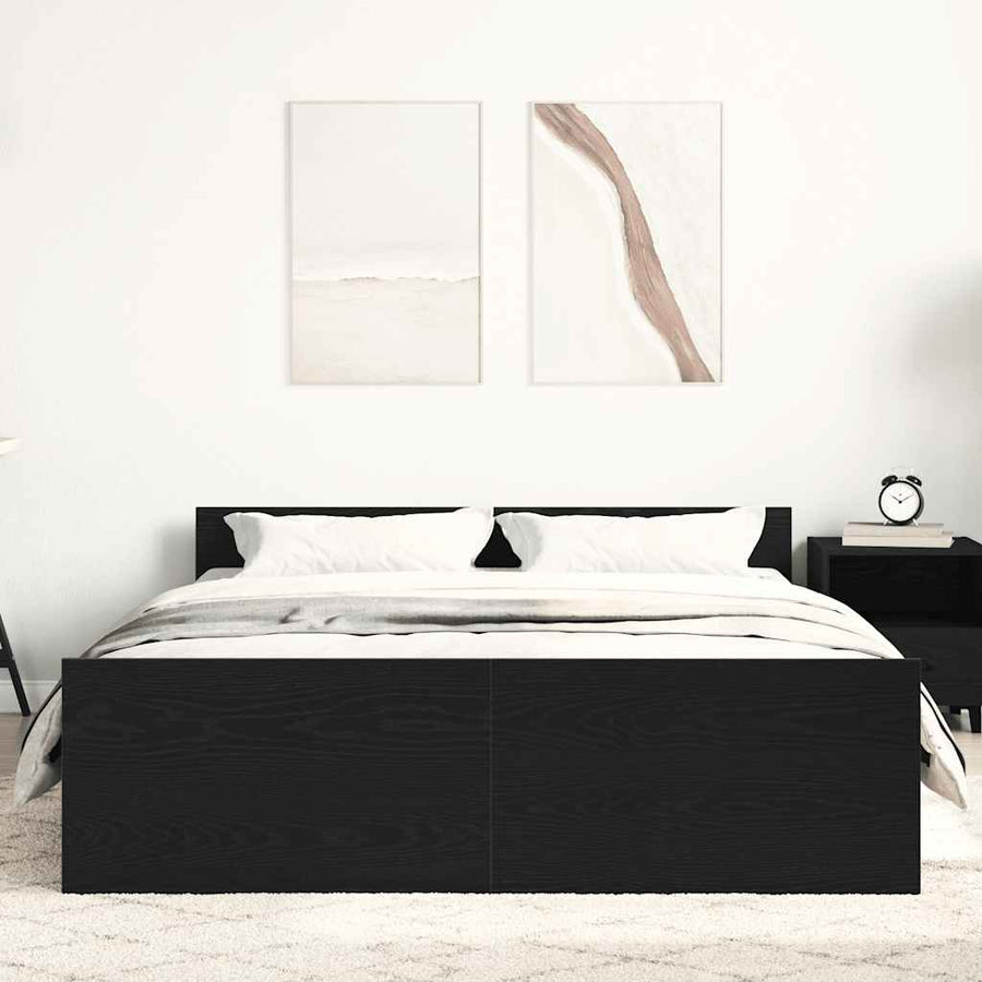 Bedframe zonder matras 140x190 cm bewerkt hout zwart eikenkleur