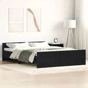 Bedframe 140x190 cm zwart eiken bewerkt hout