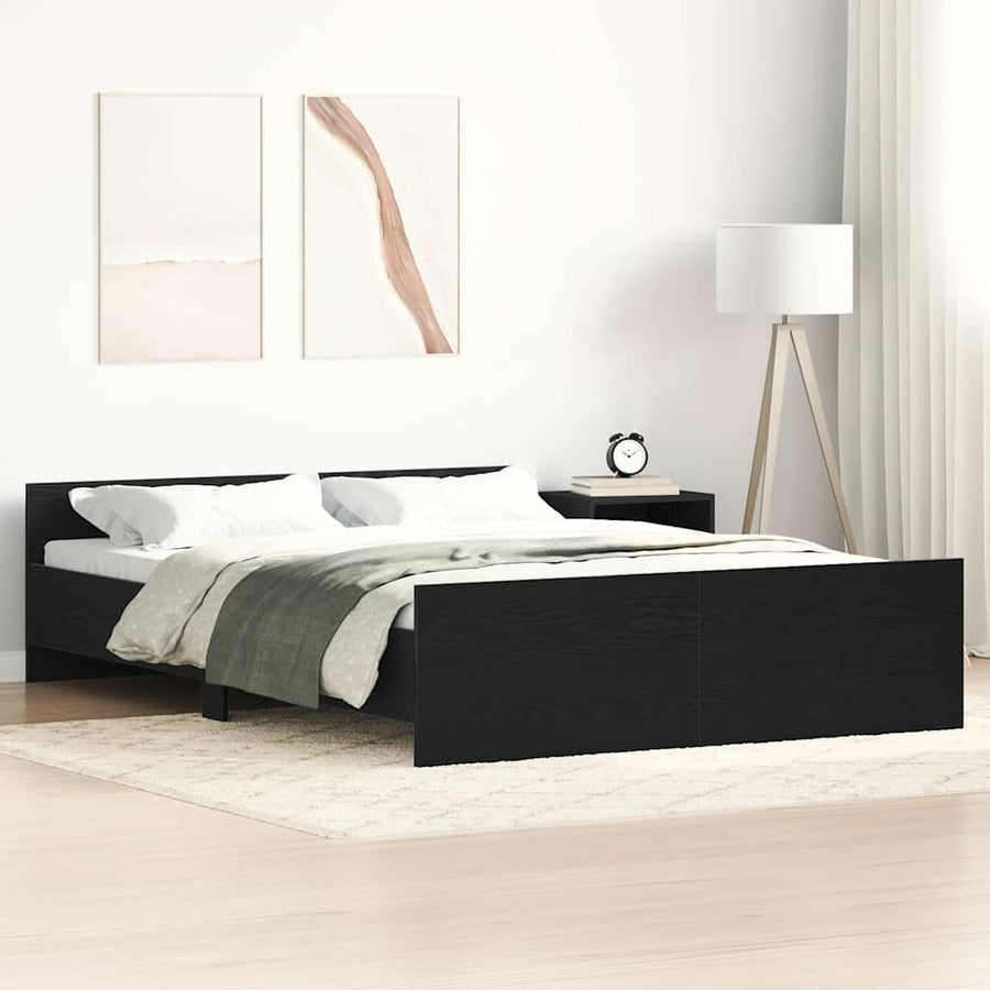 Bedframe zonder matras 140x190 cm bewerkt hout zwart eikenkleur