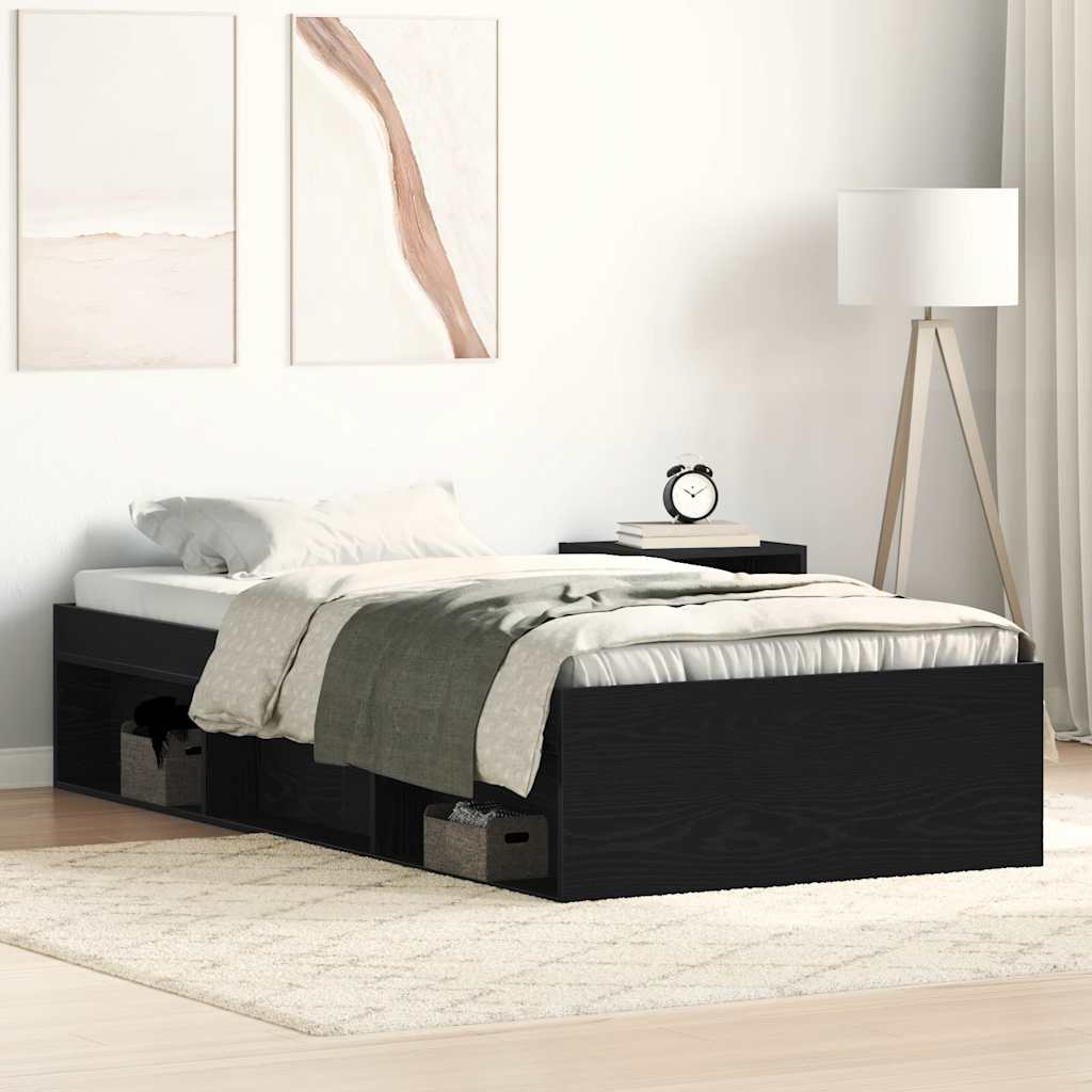 Bedframe zonder matras 90x200 cm spaanplaat zwart eikenkleurig