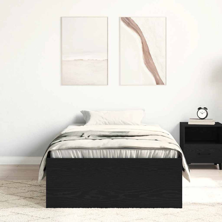 Bedframe zonder matras 100x200 cm spaanplaat zwart eikenkleurig