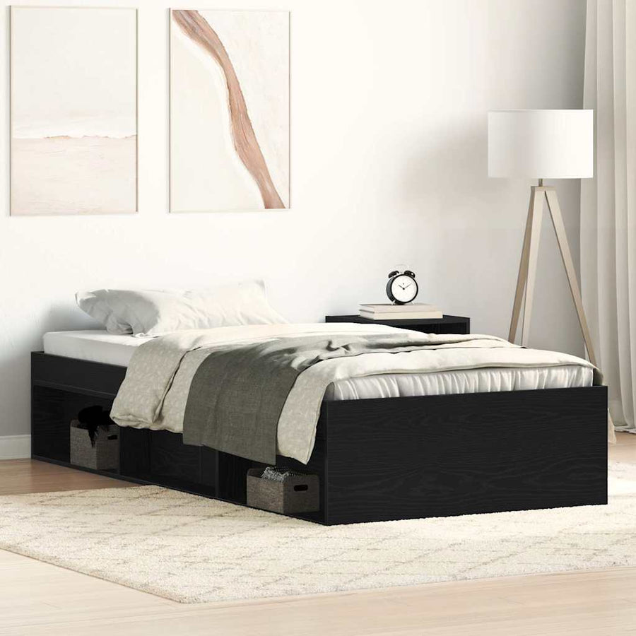 Bedframe zonder matras 100x200 cm spaanplaat zwart eikenkleurig
