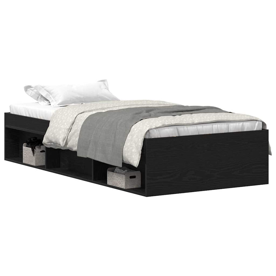 Bedframe zonder matras 90x190 cm spaanplaat zwart eikenkleurig