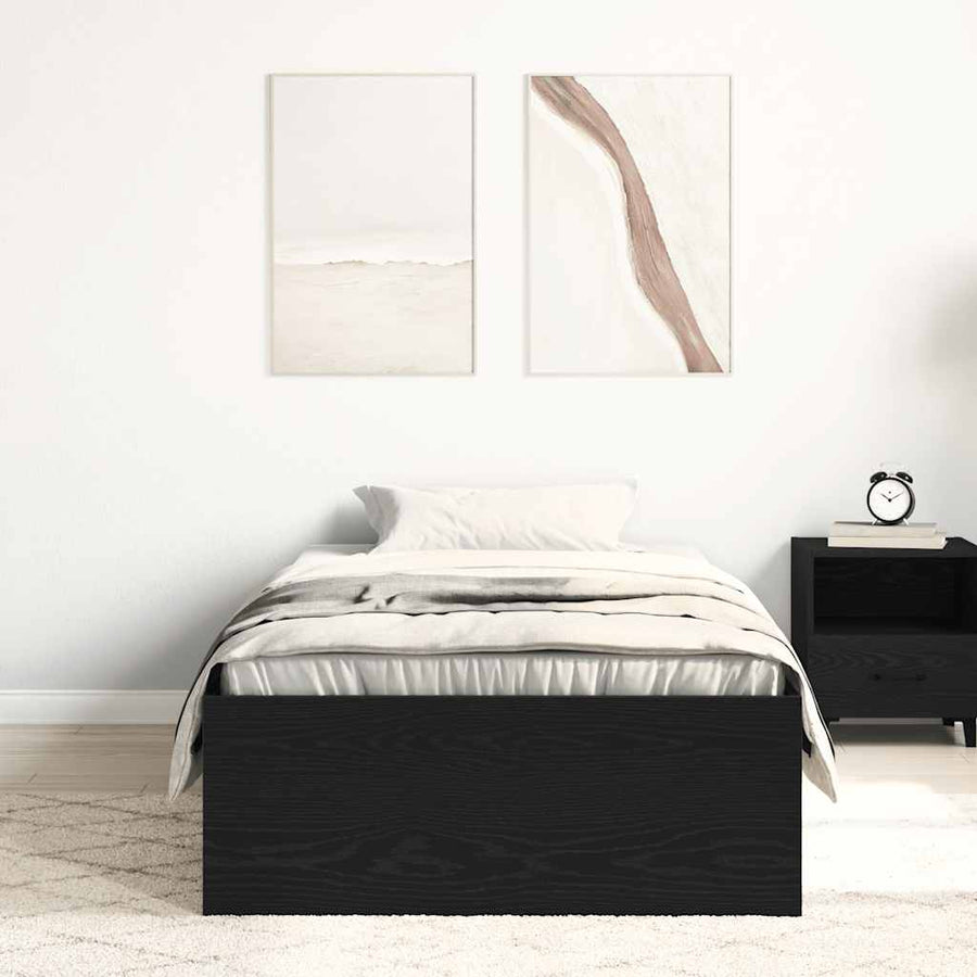 Bedframe zonder matras 90x190 cm spaanplaat zwart eikenkleurig