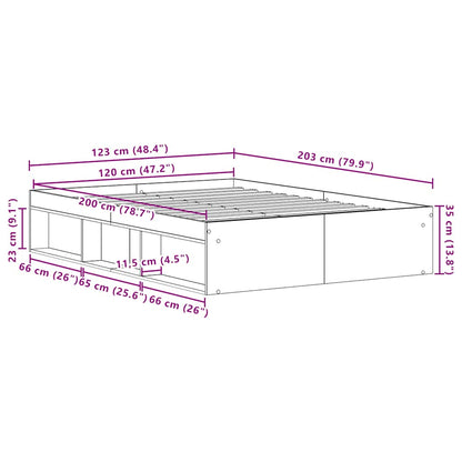 Bedframe zonder matras 120x200 cm bewerkt hout zwart eikenkleur