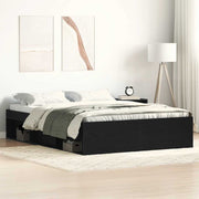 Bedframe 120x200 cm bewerkt hout zwart eiken