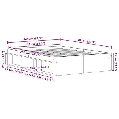 Bedframe zonder matras 140x200 cm bewerkt hout zwart eikenkleur