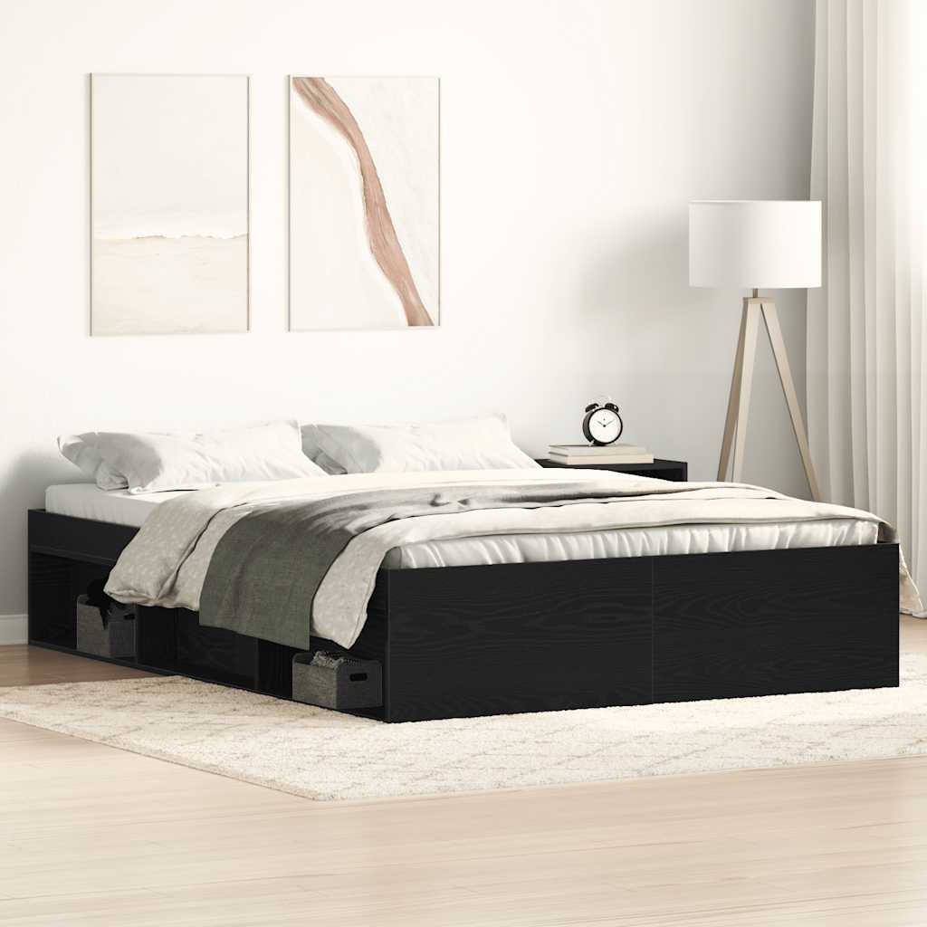 Bedframe zonder matras 140x200 cm bewerkt hout zwart eikenkleur