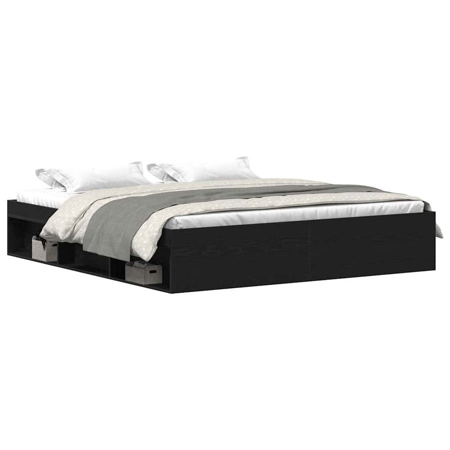 Bedframe zonder matras 200x200 cm bewerkt hout zwart eikenkleur