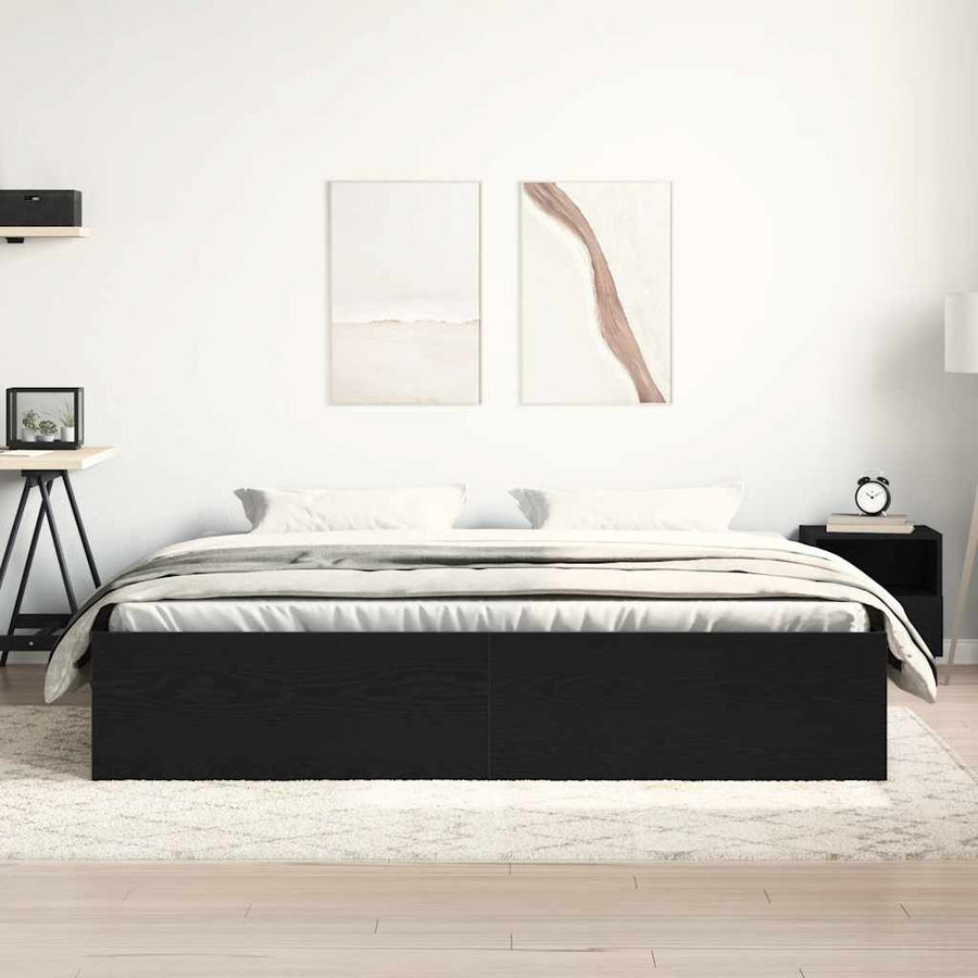 Bedframe zonder matras 200x200 cm bewerkt hout zwart eikenkleur