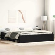 Bedframe 200x200 cm bewerkt hout zwart eiken