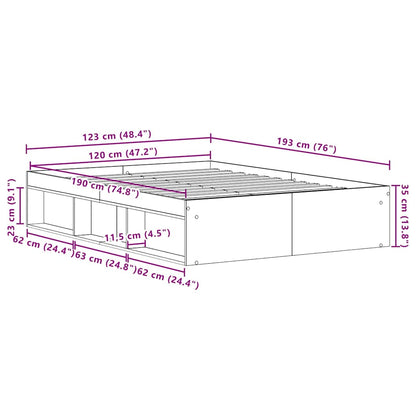 Bedframe zonder matras 120x190 cm bewerkt hout zwart eikenkleur