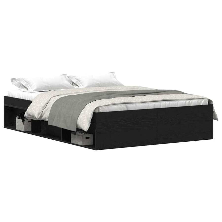 Bedframe zonder matras 140x190 cm bewerkt hout zwart eikenkleur