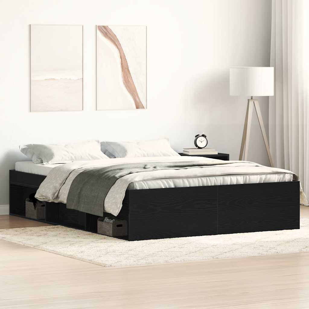 Bedframe zonder matras 140x190 cm bewerkt hout zwart eikenkleur
