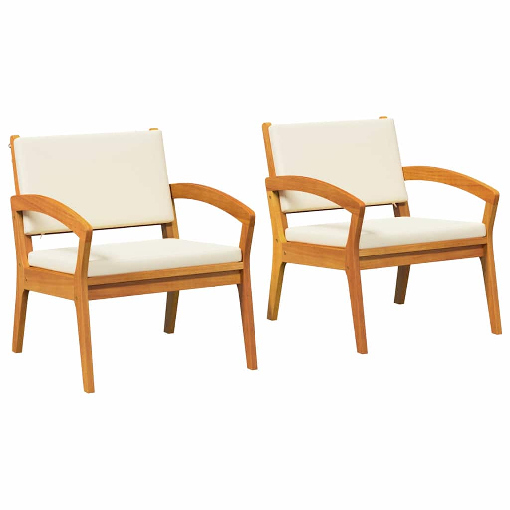 Tuinstoel met kussen 2 pcs Olie naturel Massief Acaciahout