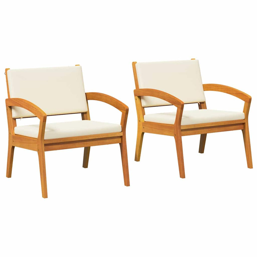 Tuinstoel met kussen 2 pcs Olie naturel Massief Acaciahout