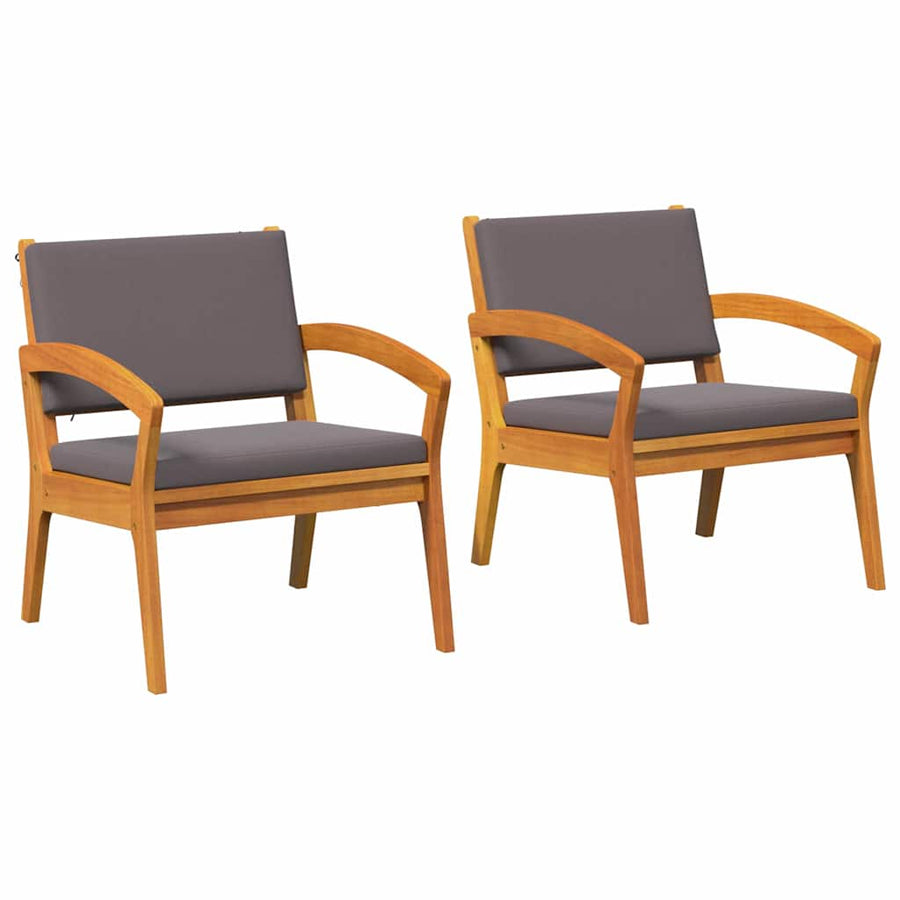 Tuinstoel met kussen 2 pcs Olie naturel Massief Acaciahout
