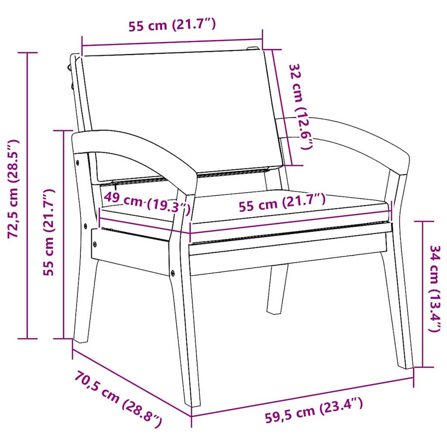 Tuinstoel met kussen 2 pcs Olie naturel Massief Acaciahout
