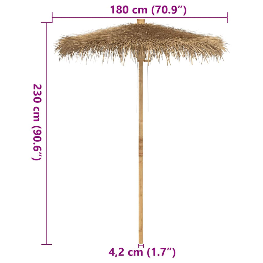 Tiki Paraplu met Bananenblad Luifel 180 cm Bamboe