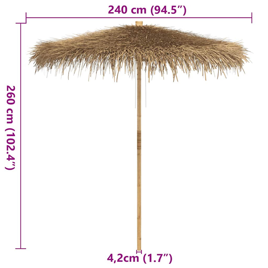 Tiki Paraplu met Bananenblad Luifel 240 cm Bamboe