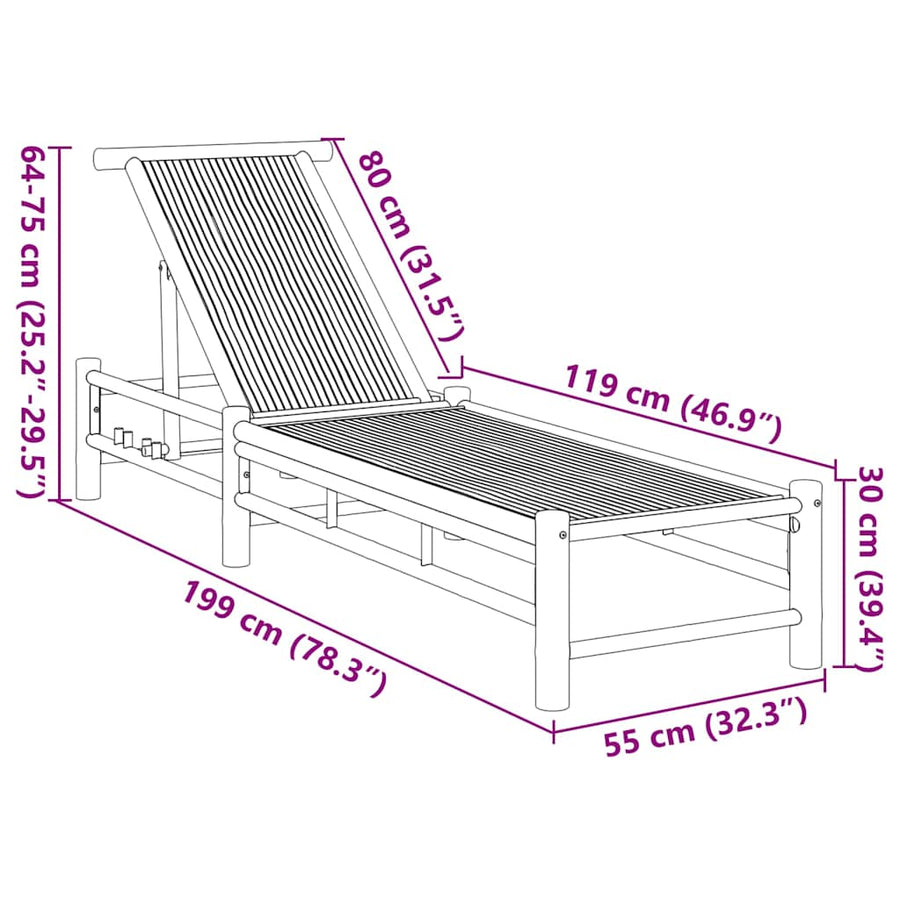 Ligbed 55X199X30 Cm Bamboe Bruin