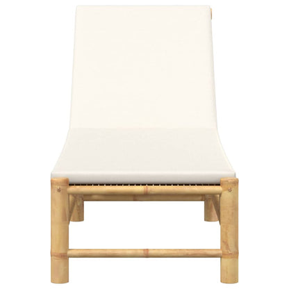Ligstoel Met Kussens 55X199X30 Cm Bamboe Crèmewit