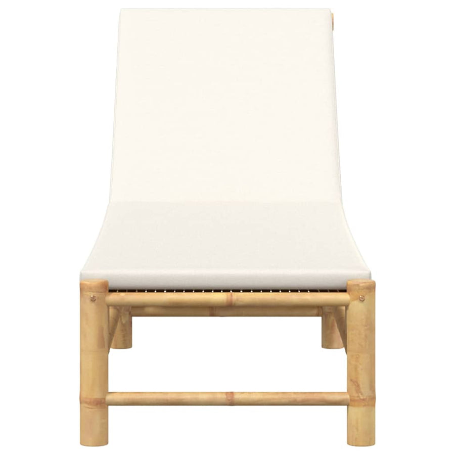 Ligstoel Met Kussens 55X199X30 Cm Bamboe Crèmewit