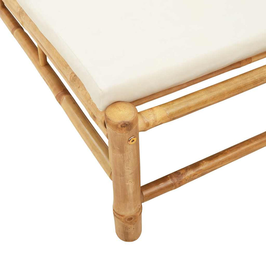 Ligstoel Met Kussens 55X199X30 Cm Bamboe Crèmewit