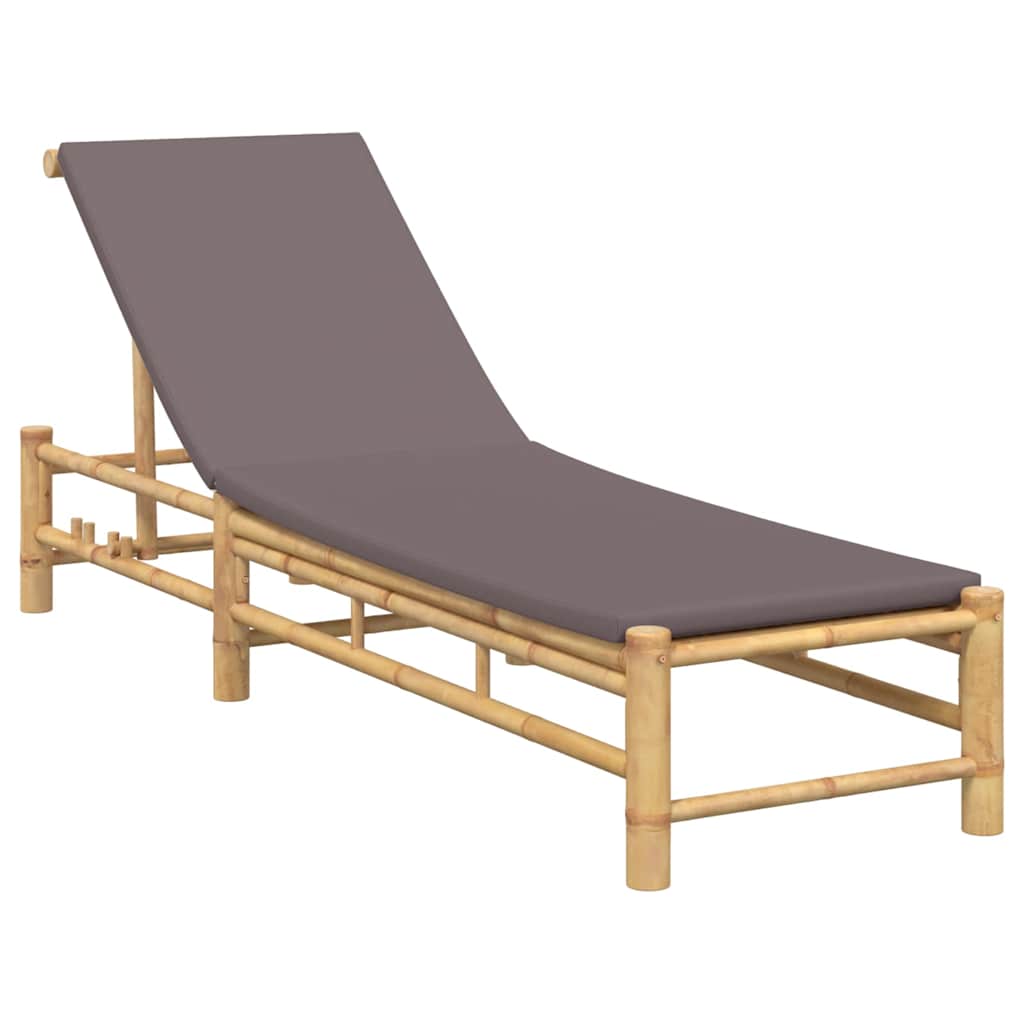 Ligstoel met kussens 55x199x30 cm bamboe