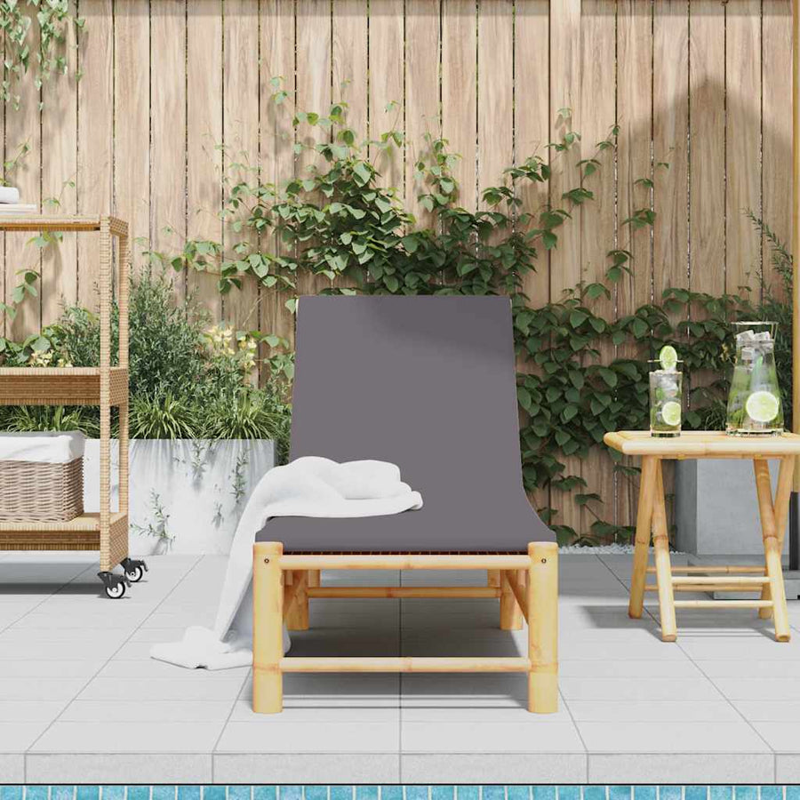 Ligstoel met kussens 55x199x30 cm bamboe