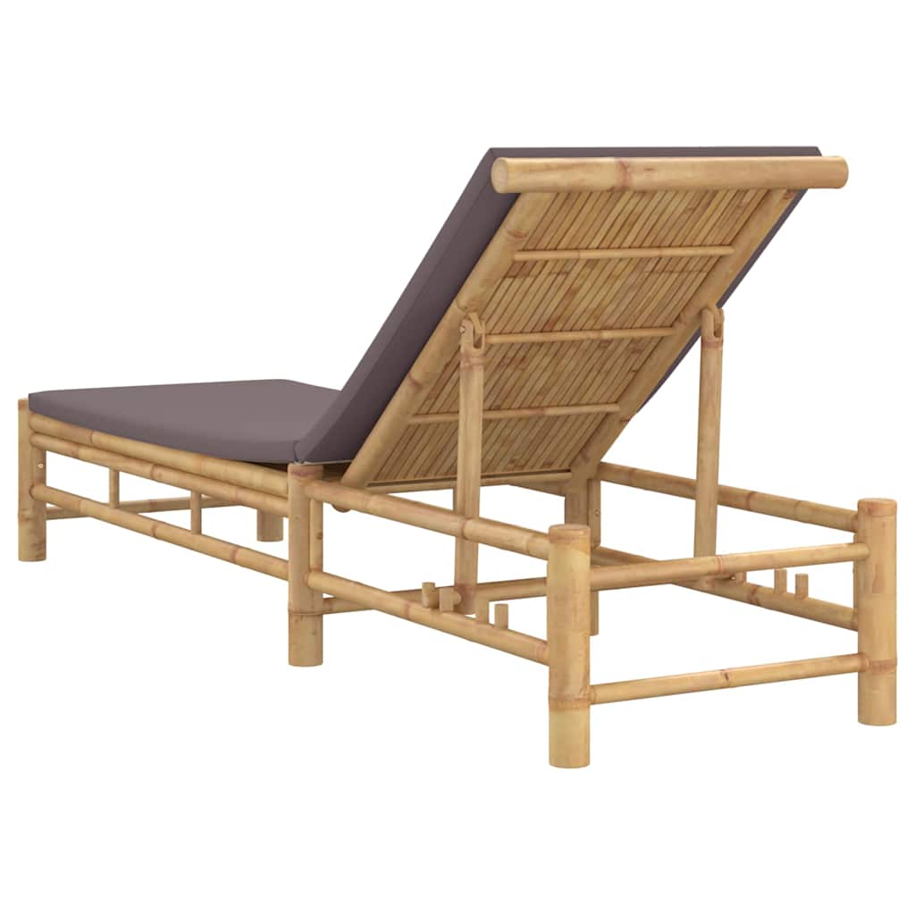 Ligstoel met kussens 55x199x30 cm bamboe