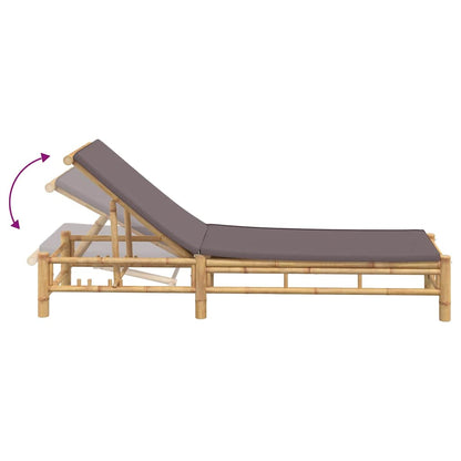 Ligstoel met kussens 55x199x30 cm bamboe