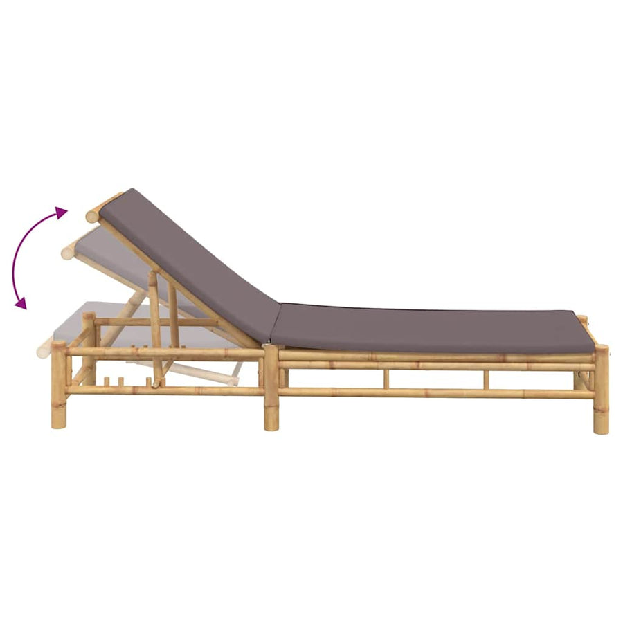 Ligstoel met kussens 55x199x30 cm bamboe