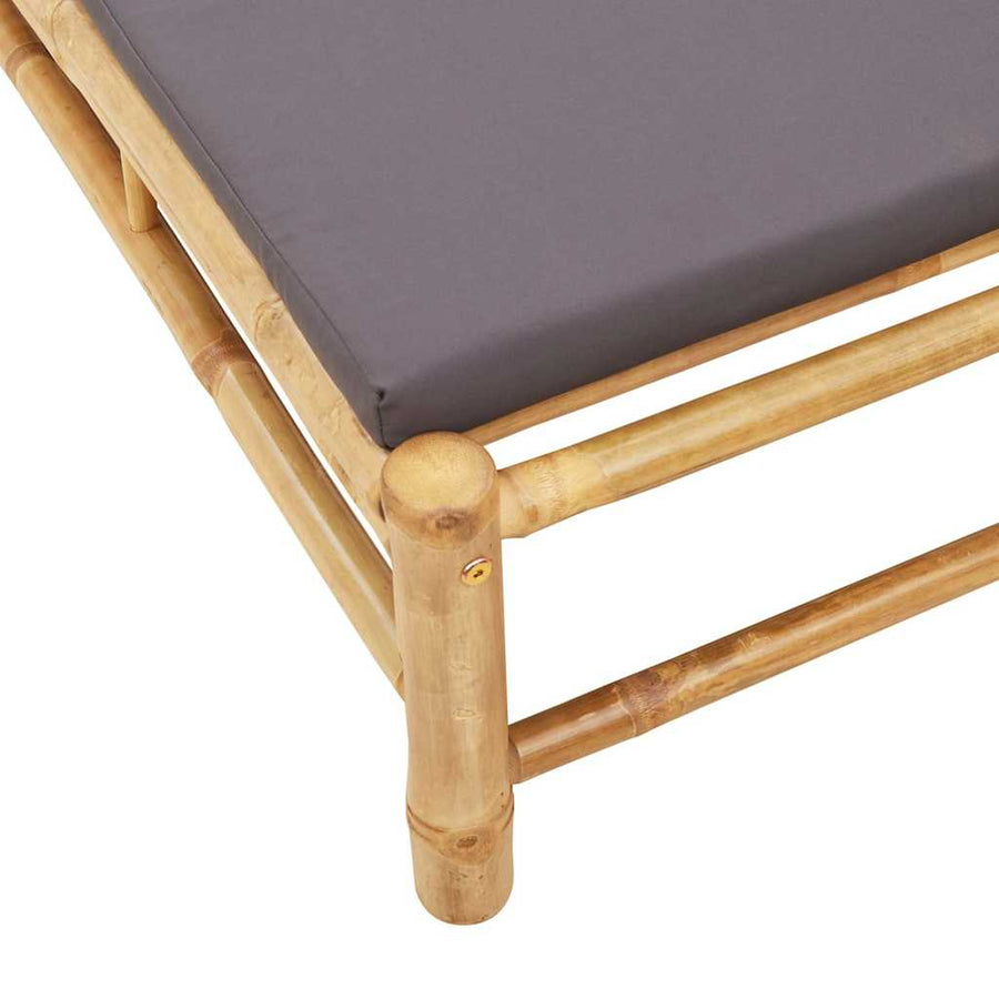 Ligstoel met kussens 55x199x30 cm bamboe