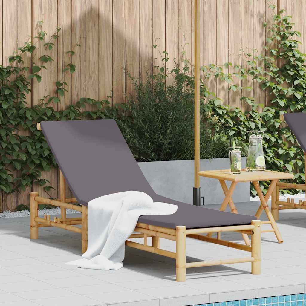 Ligstoel met kussens 55x199x30 cm bamboe