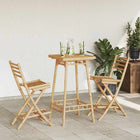 2-Piece Outdoor Foldable Bamboo Bar Stools with Footrests
