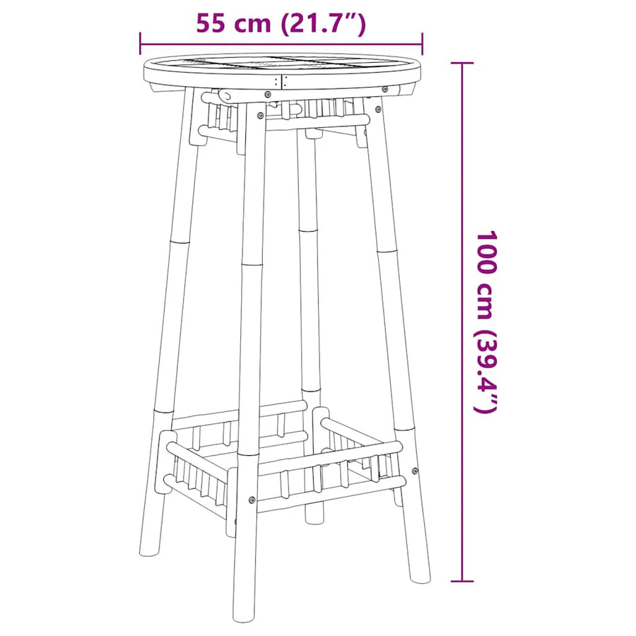Bartafel Voor Buiten Rond Ø55X100 Cm Bamboe