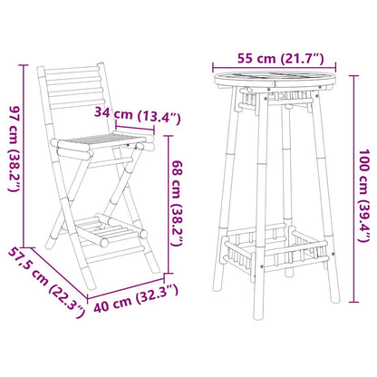 3-Delige Barset Voor Buiten Opvouwbaar Bamboe