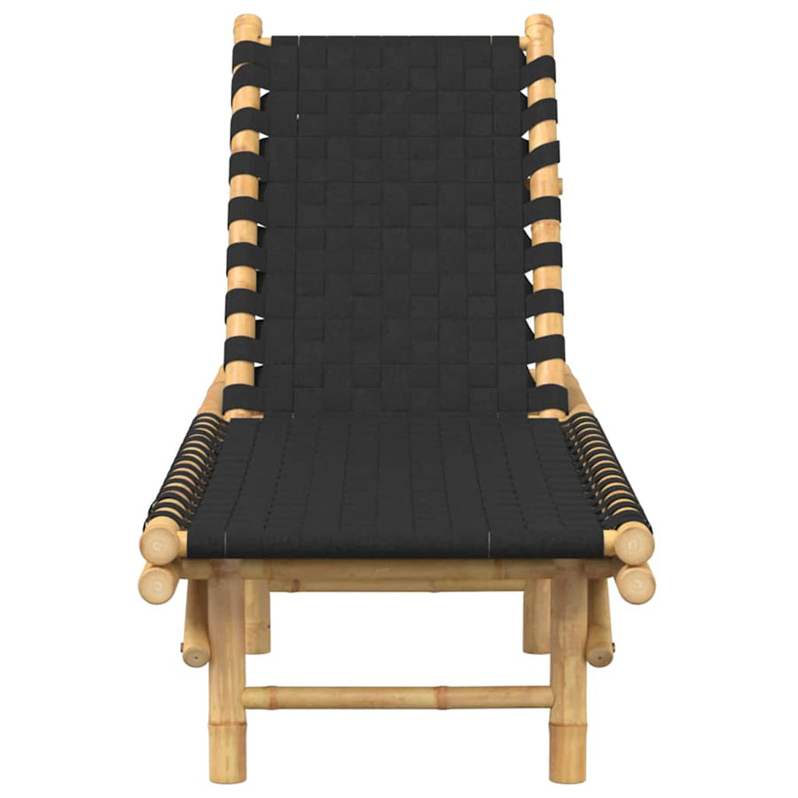 Ligstoel met zwart geweven band 55x200x30 cm bamboe