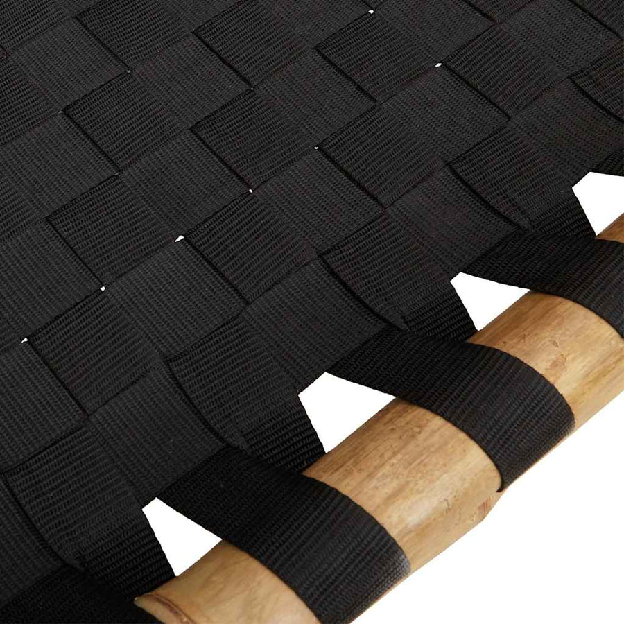 Ligstoel met zwart geweven band 55x200x30 cm bamboe