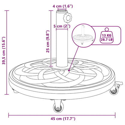 Parasolvoet Zwart Ø38-48 mm PE en beton en ijzer