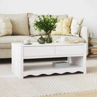Salontafel grenenhout wit 99x55x45 cm met laden en plank