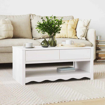 Salontafel Drammen Wit 99 x 55 x 45 cm Massief grenenhout