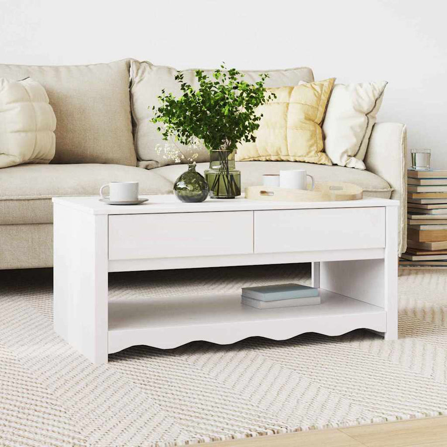 Salontafel Drammen Wit 99 x 55 x 45 cm Massief grenenhout