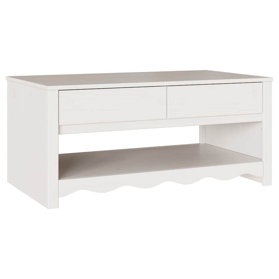 Salontafel Drammen Wit 99 x 55 x 45 cm Massief grenenhout
