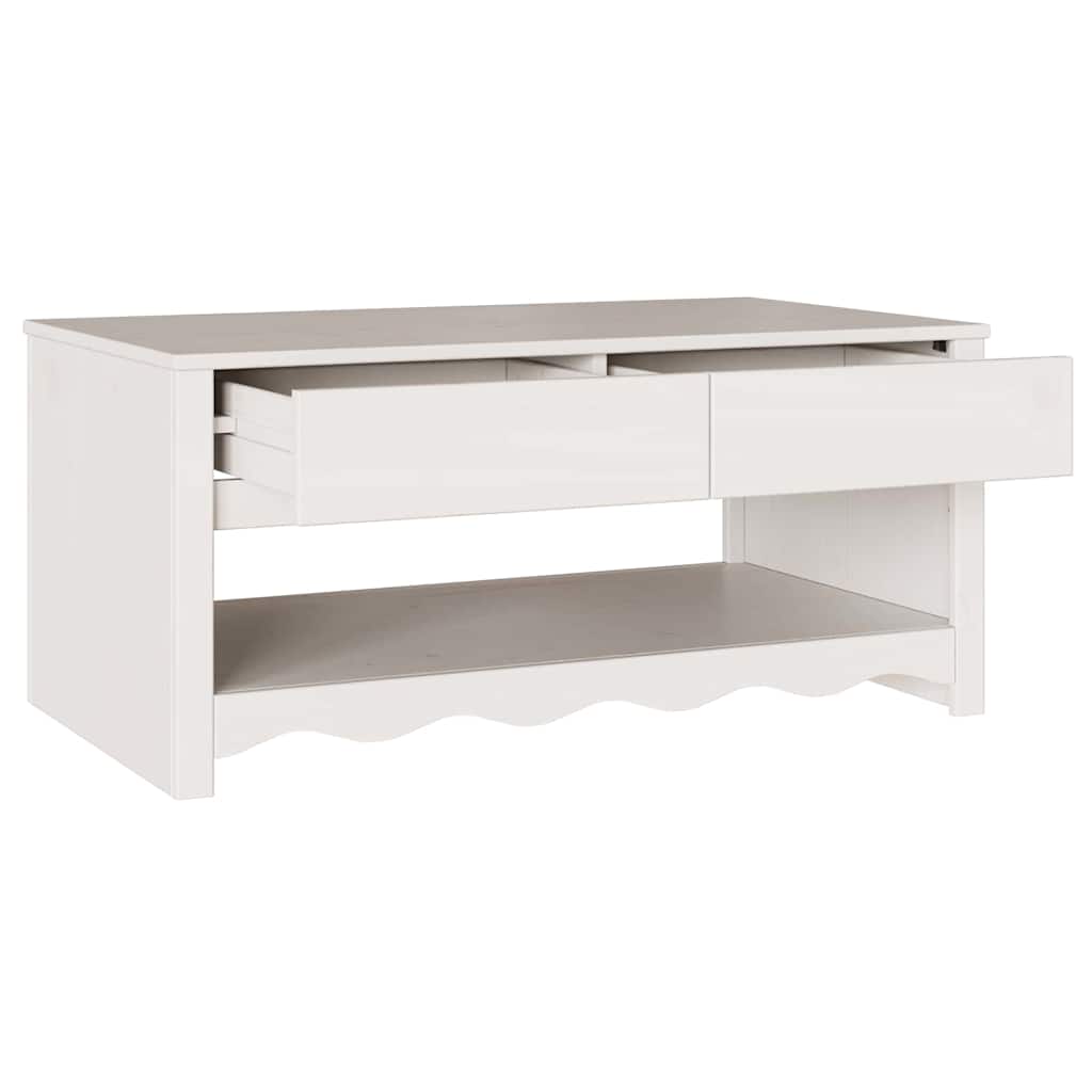Salontafel Drammen Wit 99 x 55 x 45 cm Massief grenenhout