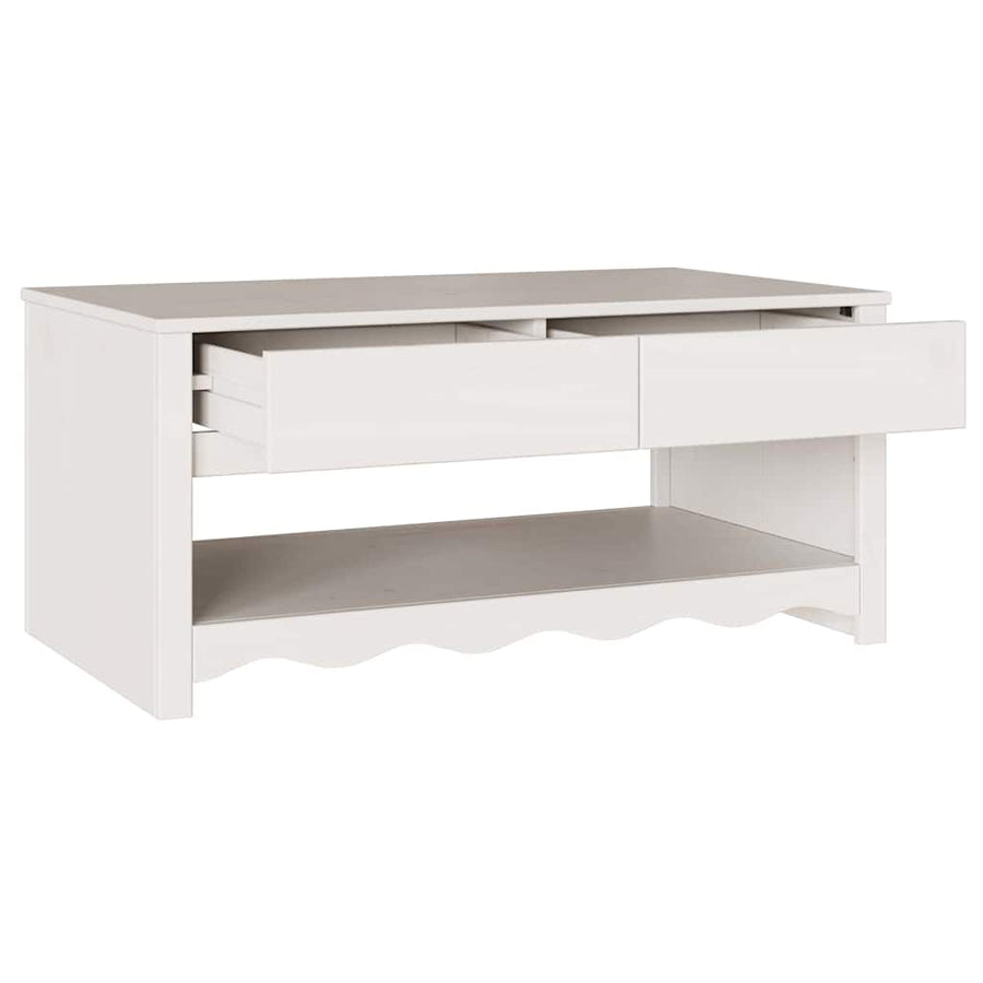 Salontafel Drammen Wit 99 x 55 x 45 cm Massief grenenhout
