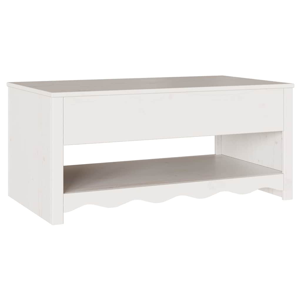 Salontafel Drammen Wit 99 x 55 x 45 cm Massief grenenhout