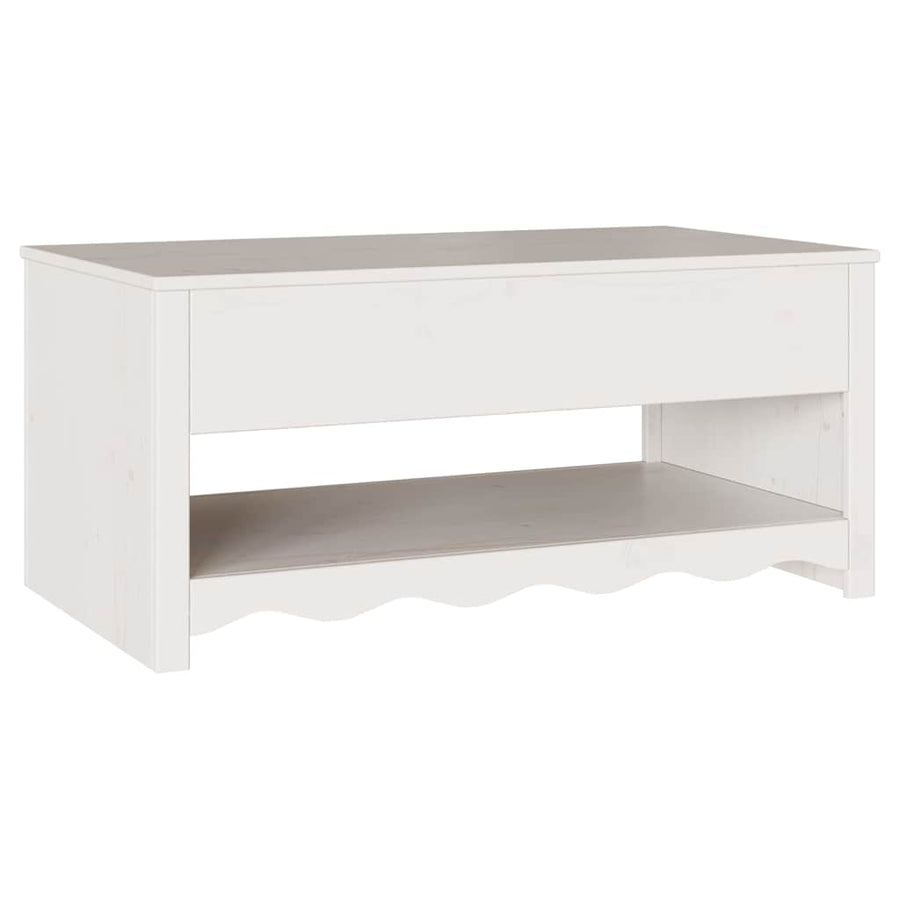 Salontafel Drammen Wit 99 x 55 x 45 cm Massief grenenhout