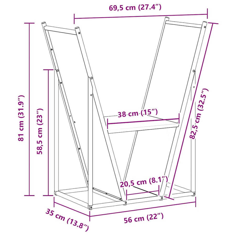 Brandhoutrek 69,5x35x81 cm koudgewalst staal wit